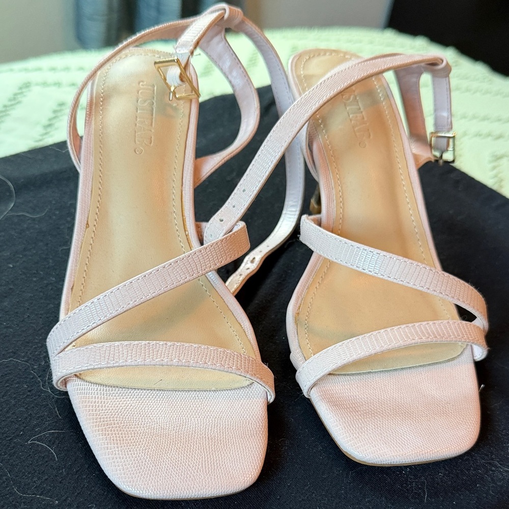 JustFab Blush Strappy Heels